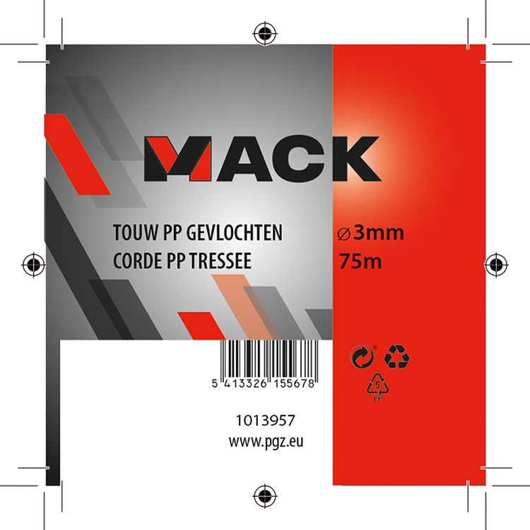 Mack 1013957 - PP geflochtene weißblaue Spule 3mm 75m | 5 Stück