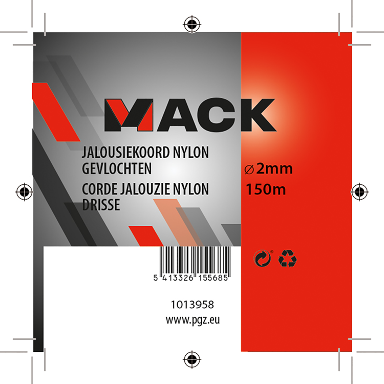 Mack 1013958 – Jalousieschnur Nylon, weiße Spule 2 mm, 150 m | 5 Stück