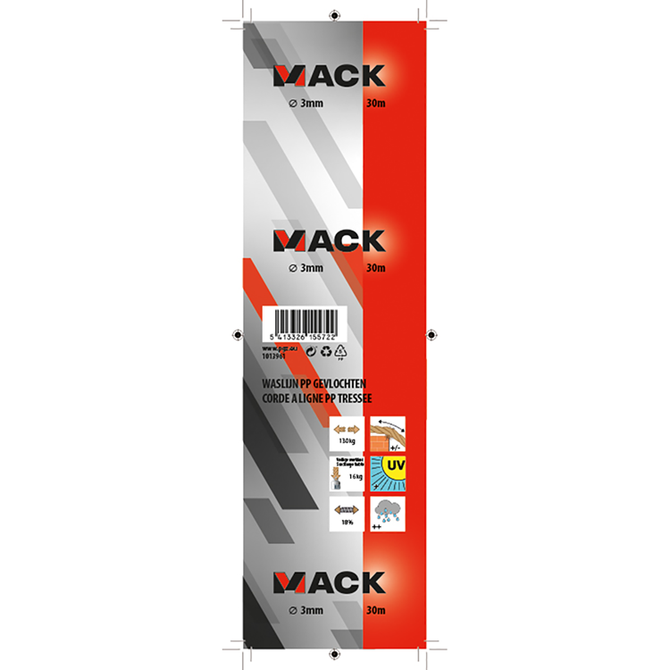 Mack 1013961 - Multilonseil weiß Rolle 3mm 30m | 5 Stück