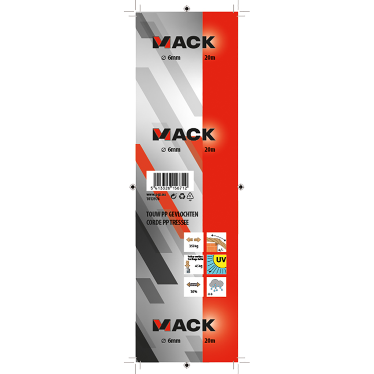 Mack 1013976 – PP-geflochtener weiß-blauer Strang 6 mm 20 m | 5 Stück