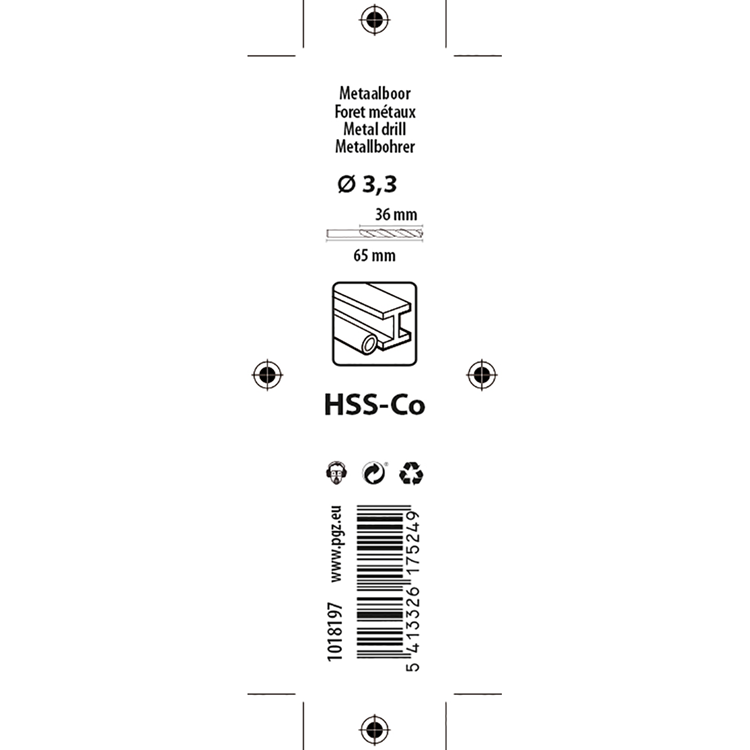 Mack 1018197 - Metallbohrer HSS CO5% DIN 338 ø 3,3 x 65 mm 2 Stück | 5 Stück