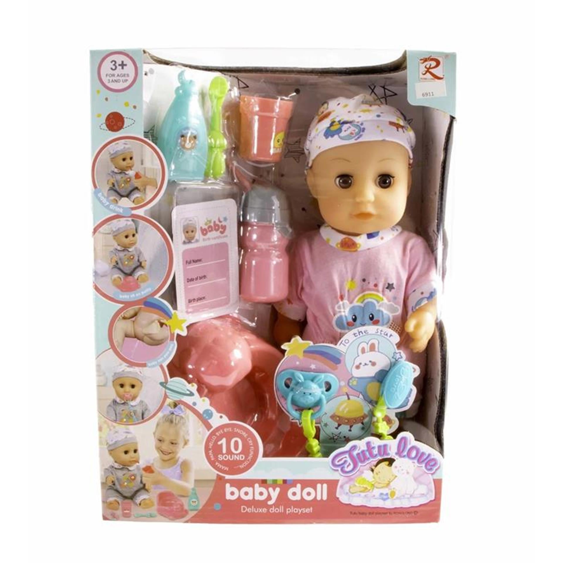 Puppe 30cm in Box mit 10 Geräuschen