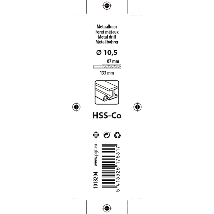 Mack 1018204 – Metallbohrer HSS CO5 % DIN 338 ø 10,5 x 133 mm | 5 Stück