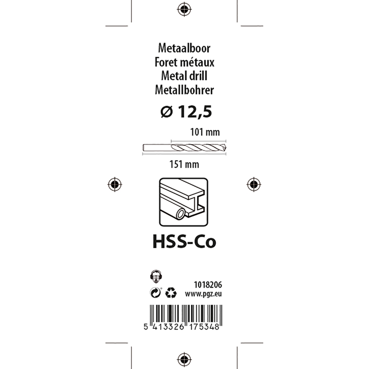 Mack 1018206 – Metallbohrer HSS CO5 % DIN 338 ø 12,5 x 151 mm | 5 Stück