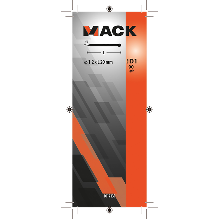 Mack 1017135 - Nagel runder Kopf 90 gr 1,2 x 20 mm | 5 Stück