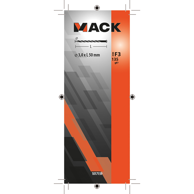 Mack 1017159 – gedrehter Nagel, verzinkt, 135 g, 3,0 x 50 mm | 5 Stück