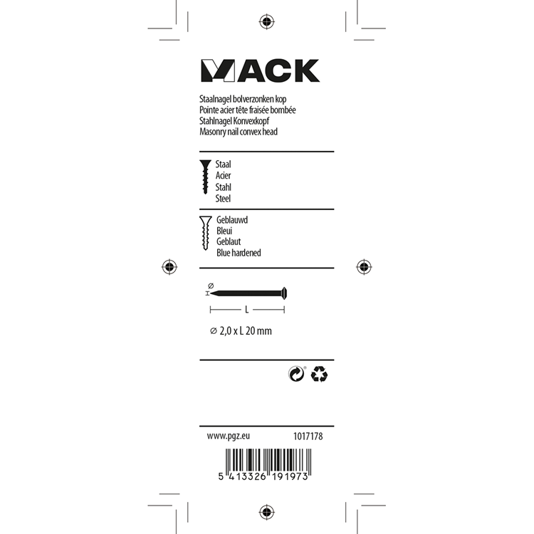 Mack 1017178 – Stahlnagel BVK Stahl gebläut 40 gr 2,0 x 20 mm | 10 Stück
