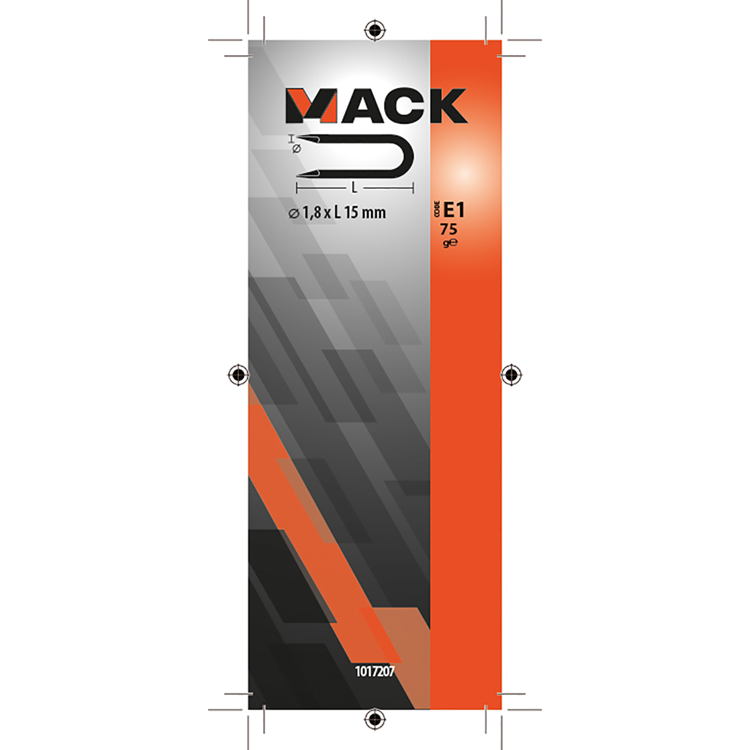 Mack 1017207 – Klammerstahl verzinkt 75 g 1,8 x 15 mm | 5 Stück