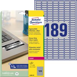 Etiketten avery l6008 silber 25,4 x 10 mm