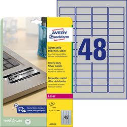 Etiketten Avery L6009-20 45,7 x 21,2 mm Silber