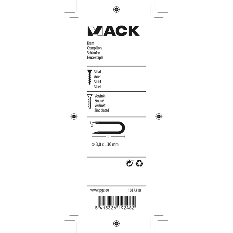 Mack 1017210 – Klammerstahl verzinkt 100 gr 3,0 x 30 mm | 5 Stück