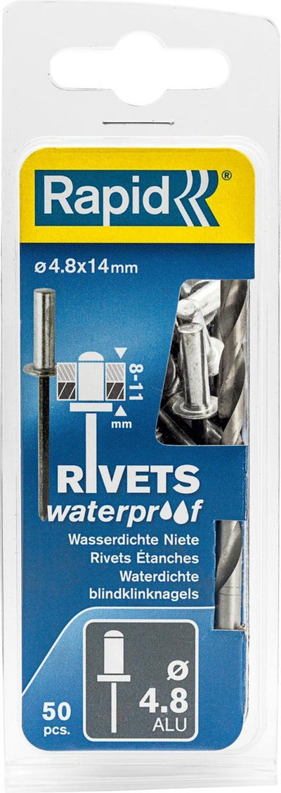 Rapid wasserdichte Blindniete ø 4,8 x 14 mm 50 Stück + Bohrer