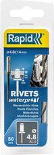 Rapid wasserdichte Blindniete ø 4,8 x 14 mm 50 Stück + Bohrer