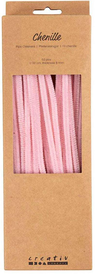 Creativ Company Chenille, L: 30 cm, Stärke 6 mm, rosa, 50 Stück 1 Box