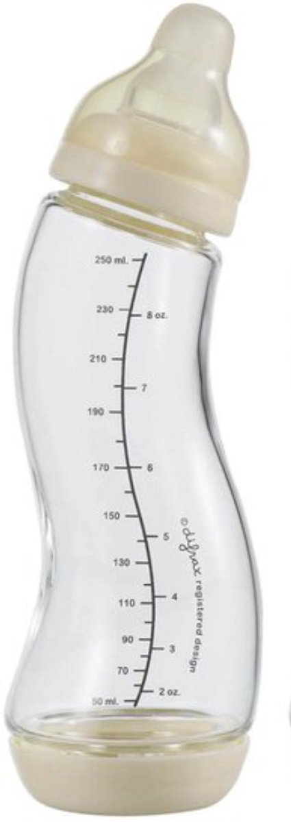 Difrax Glas-S-Flasche Natural – Anti-Kolik – S-Flasche – 250 ml – 1 Stück