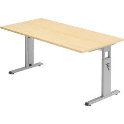 Schreibtisch aus Ahorn, gerades C-Bein, höhenverstellbar 1600 x 800 x 680–760 mm