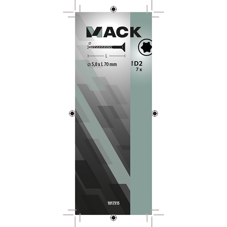Mack 1017315 - spanienplschr.vzkop-selbstmontage gelb plattiert 7 Stück 5,0 x 70 mm | 10 Stück