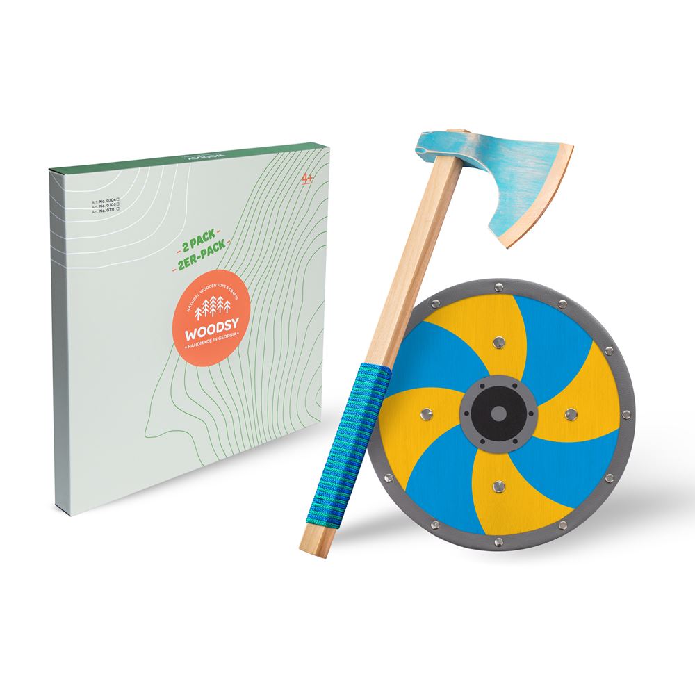 Woodsy Wikinger-Holzaxt mit Schild. 4+