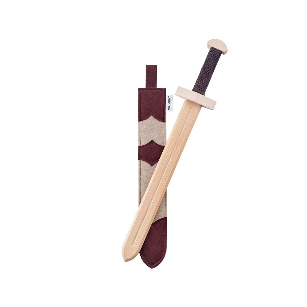 Woodsy Holzschwert mit Halter. 52x9x4