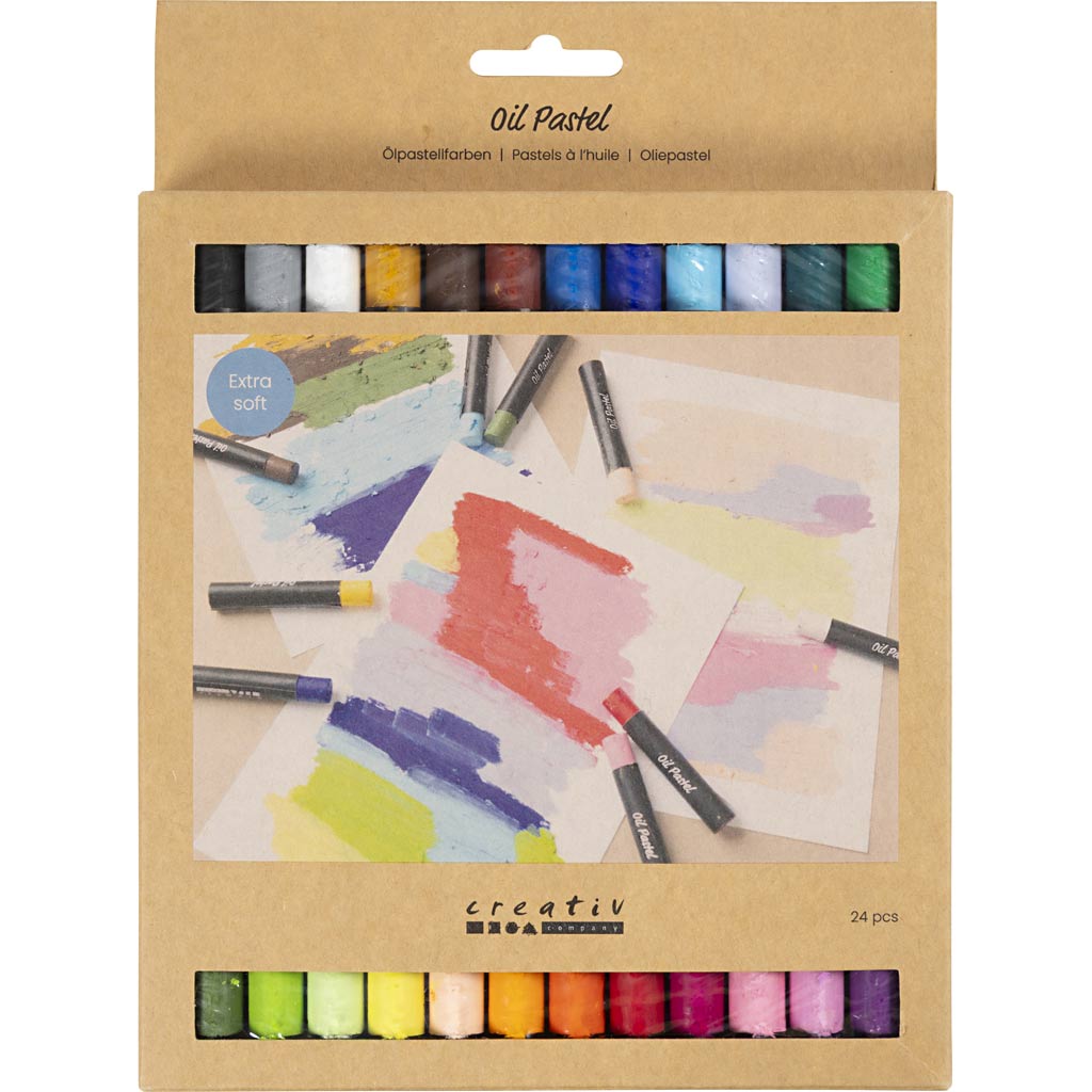 Creativ Company Ölpastelle, L: 7 cm, Stärke 11 mm, Pastellfarben, 24 Stück 1 Box