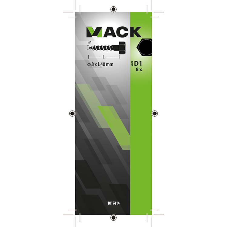Mack 1017414 - Holzgewindebolzen Stahl verzinkt 8 Stück 8 x 40 mm | 5 Stück