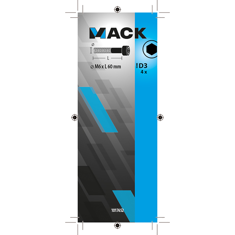 Mack 1017652 - Innensechskantschraube Zyl. Kopf plattiert. 4 Stück m6 x 60 mm | 10 Stück