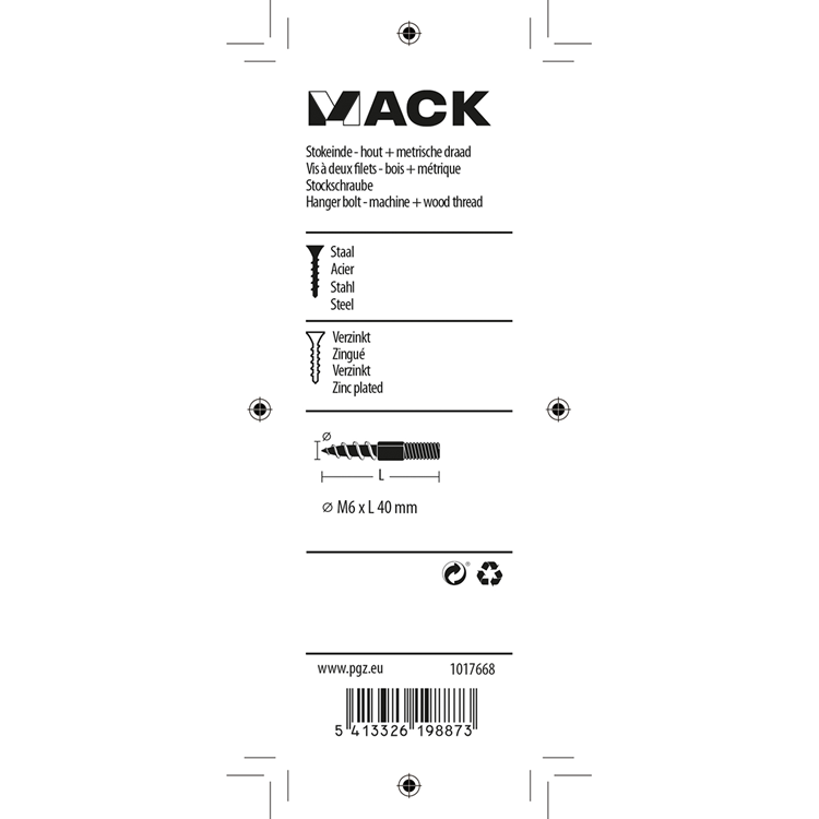 Mack 1017668 – Stockendholz + Meterware. Drahtleitung 5 Stück m6x40 | 10 Stück