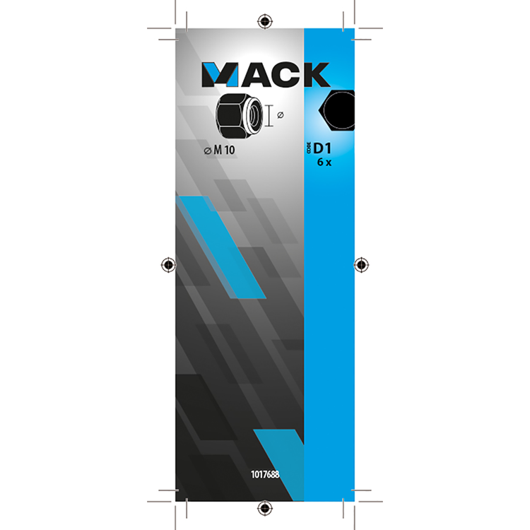 Mack 1017688 - Sechskant-Sicherungsmutter Stahl verzinkt 6 Stück M10 | 10 Stück