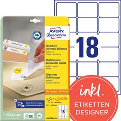Wiederklebende Etiketten Avery Zweckform Stick Lift weiß