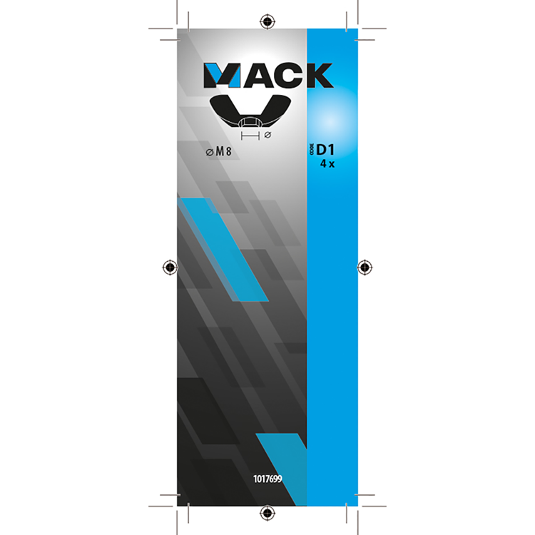 Mack 1017699 – Flügelmutter aus verzinktem Stahl, 4 Stück, M8 | 10 Stück