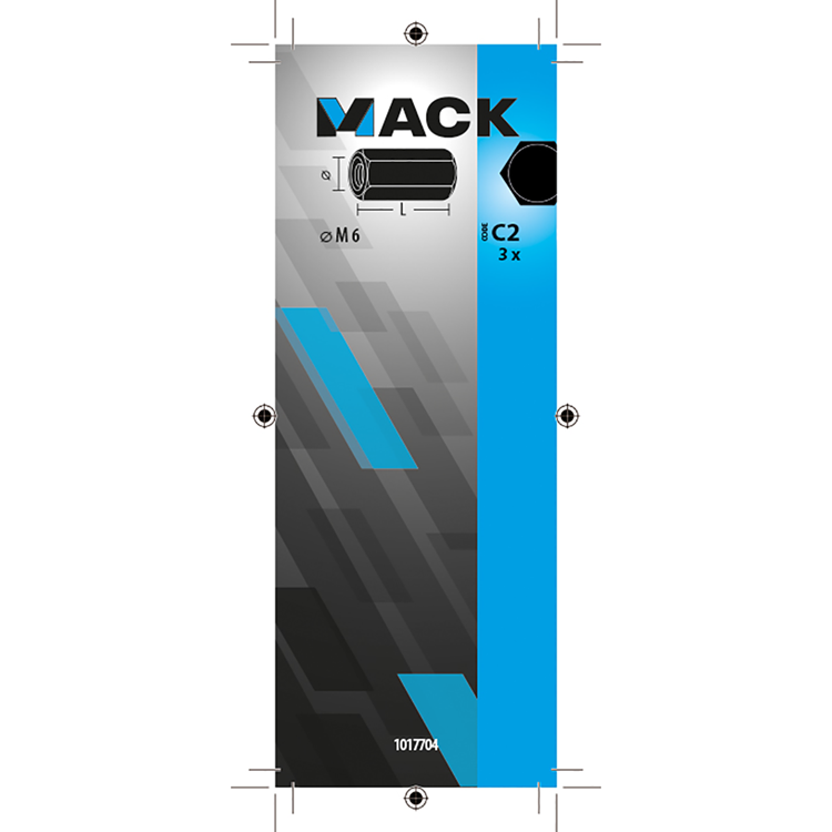 Mack 1017704 - Sechskant-Verbindungsmutter verzinkt 3 Stück M6 | 10 Stück