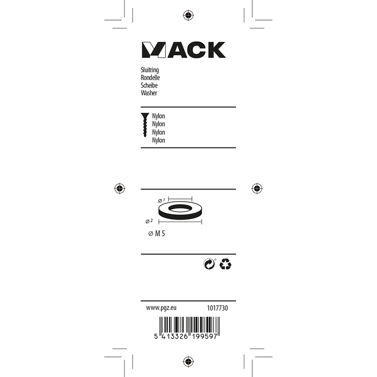 Mack 1017730 – Unterlegscheibe Nylon 10 Stück m5 | 10 Stück