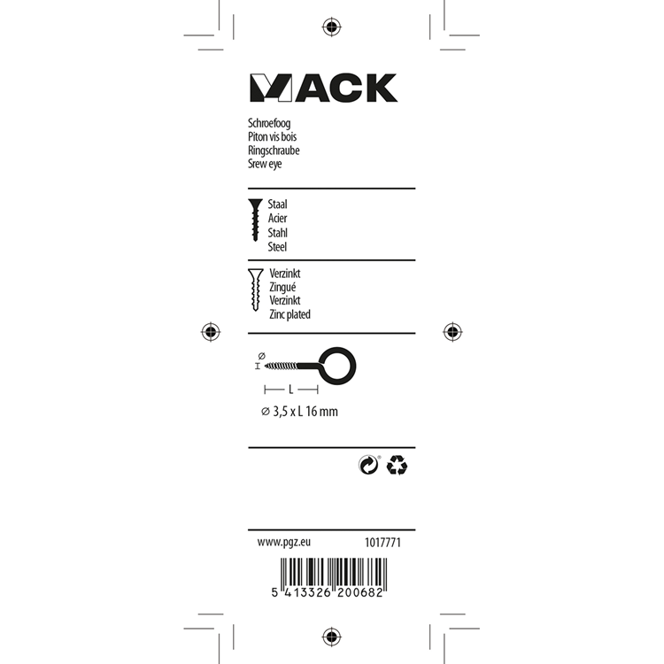 Mack 1017771 - Schraubenauge aus verzinktem Stahl 12 Stück 3,5 x 16 mm | 10 Stück