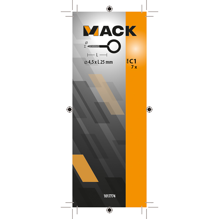Mack 1017774 - Schrauböse verzinkter Stahl 7 Stück 4,5 x 25 mm | 10 Stück