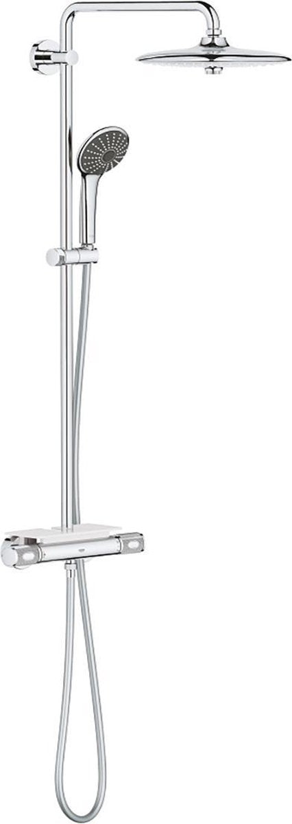 Grohe Vitalio Joy 260 Regenbrause – ø 26 cm – wassersparend – inklusive Thermostatarmatur und Ablage – mit Cool-Touch-Technologie – Chrom