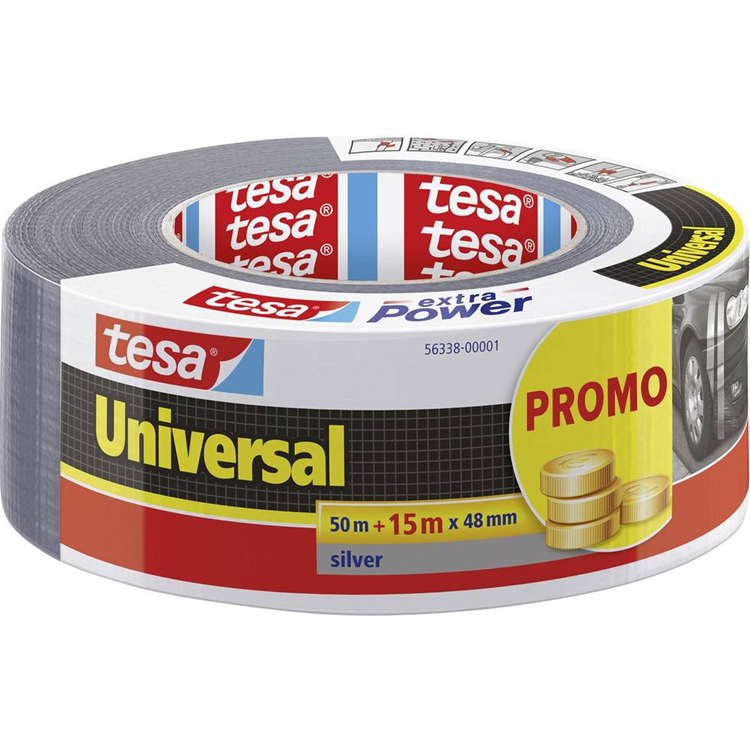 Tesa 1072223 - XP Universal Promo 50 + 15m 48mm grau | 4 Stück