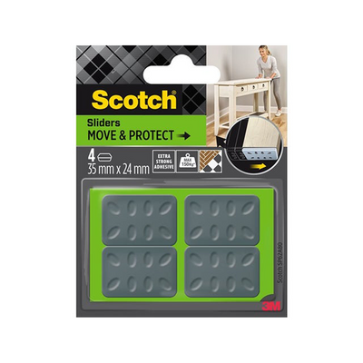 3 m 1070700 – Scotch® Move Protect Slider, selbstklebend, grau, 35 mm x 24 mm | 7 Stück