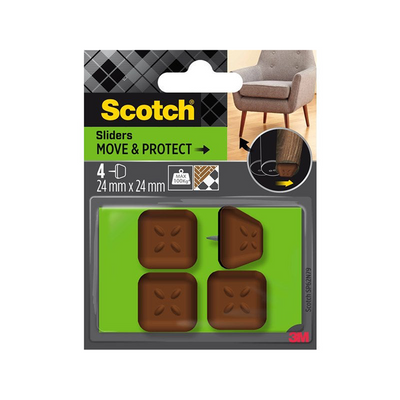 3 m 1070703 – Scotch® Move Protect Slider, Nagelbraun, 24 mm x 24 mm | 8 Stück