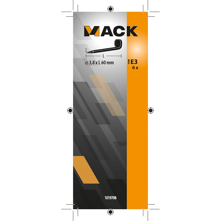 Mack 1019708 - Balkenhaken gebläuter Stahl 6 Stück 3,8 x 60 mm | 5 Stück