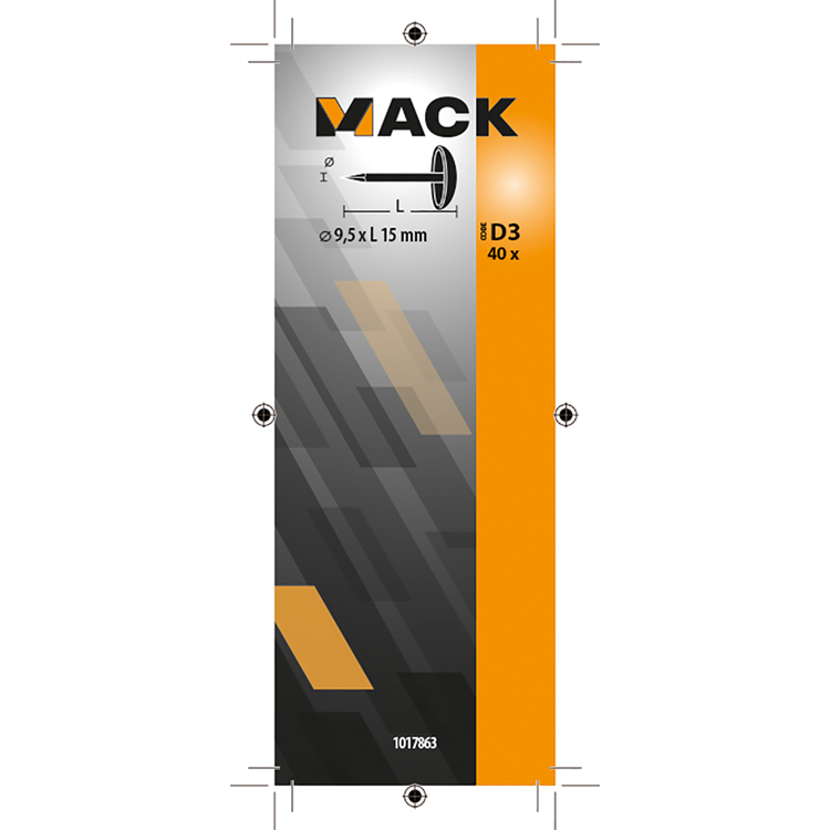Mack 1017863 – Ziernägel aus vernickeltem Stahl, 40 Stück, 9,5 x 15 mm | 10 Stück