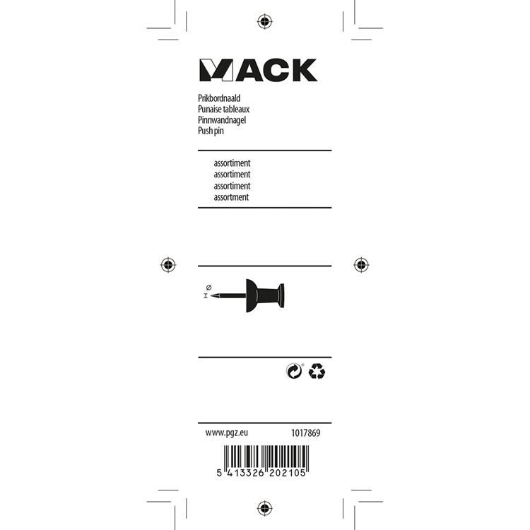 Mack 1017869 - Pinnwandnadel Stahl + Kunststoff 30 Stück | 5 Stück