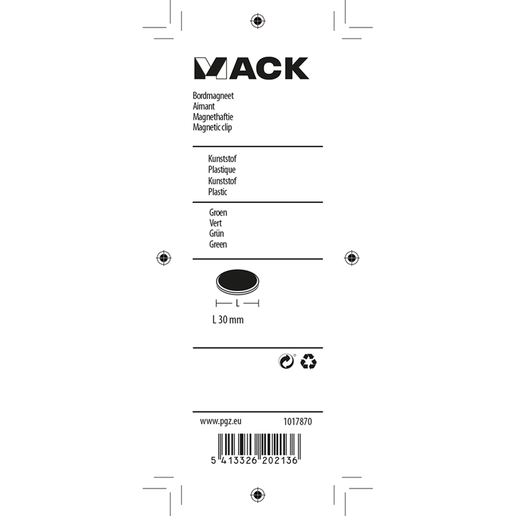 Mack 1017870 - Tafelmagnet Kunststoff grün 4 Stück 30 mm | 10 Stück