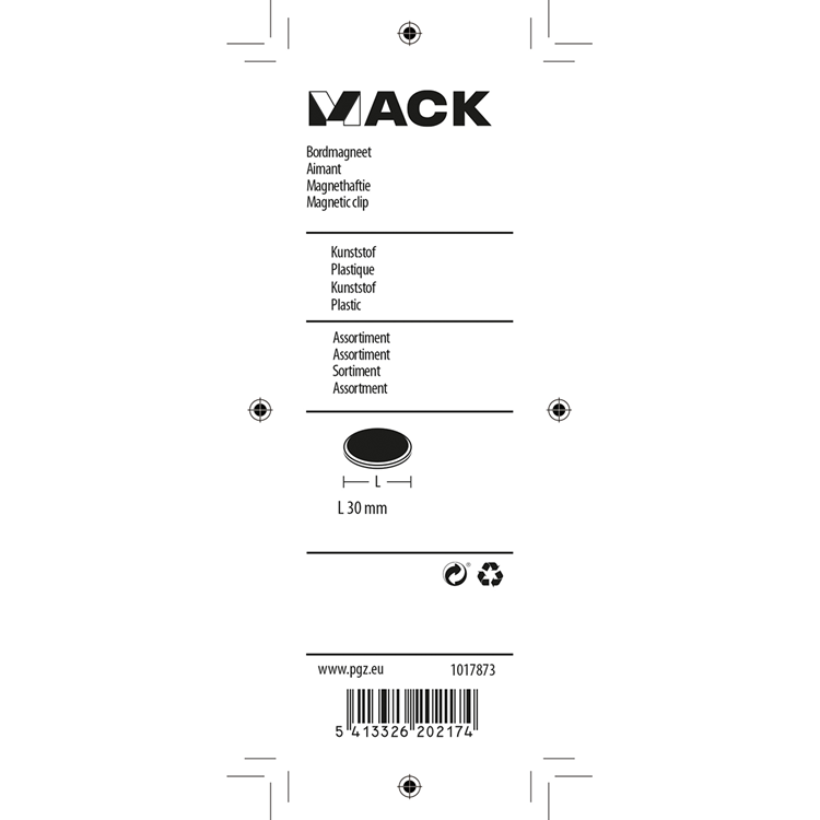 Mack 1017873 - Tafelmagnet-Kunststoff-Sortiment 5 Stück 30 mm | 10 Stück