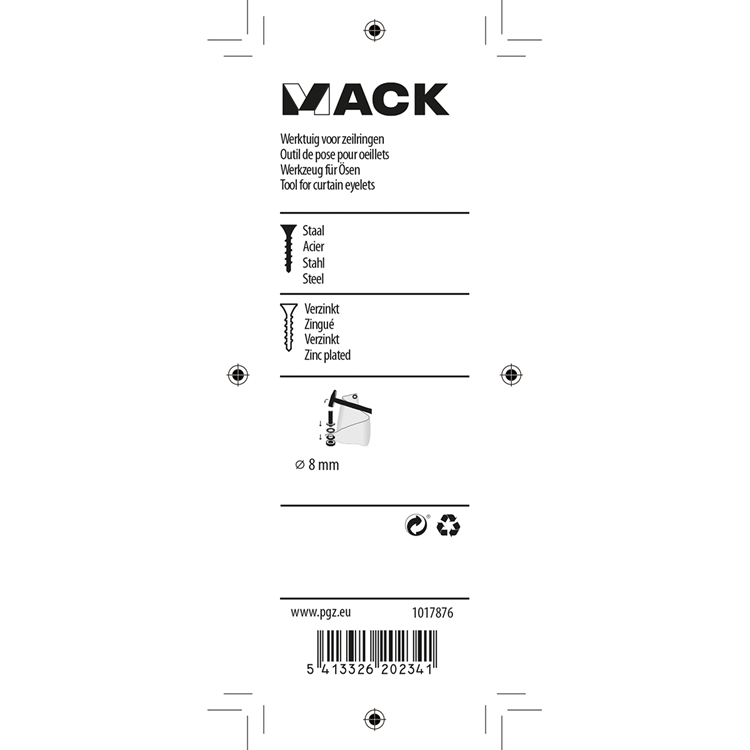 Mack 1017876 - Werkzeug für Stahlösen 1 Stück 8 mm | 10 Stück