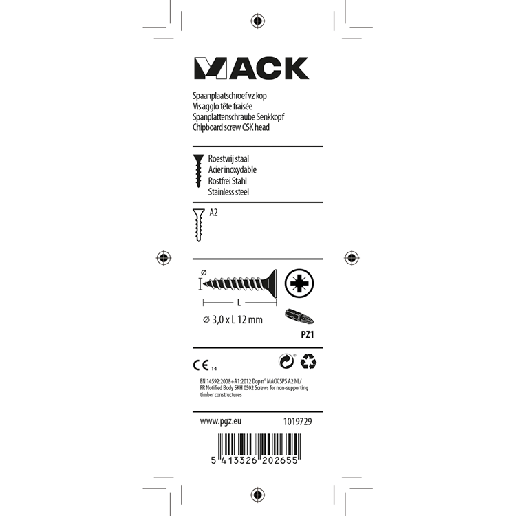 Mack 1019729 – Spanplattenschraube VZ-Kopf Edelstahl 35 Stück 3,0 x 12 mm | 10 Stück