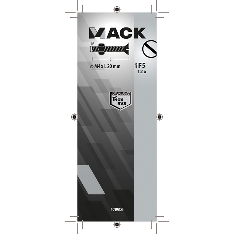 Mack 1019806 – Metallschraube verzinkt. Kopf + Mutter Edelstahl 12 Stück M4x20 | 10 Stück
