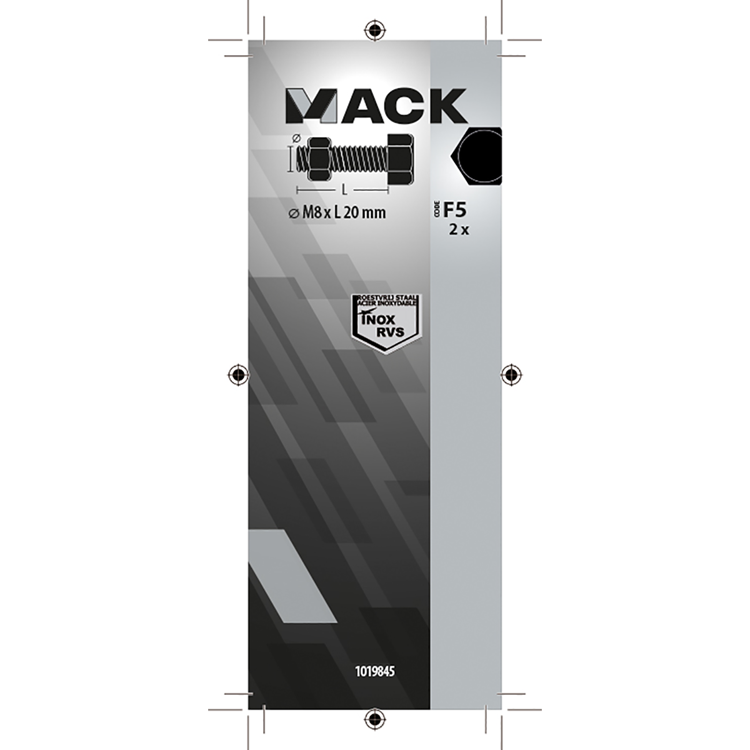 Mack 1019845 - Hahnschraube + Mutter Edelstahl 2 Stück M8x20 | 10 Stück