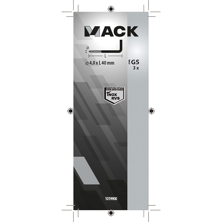 Mack 1019900 - Rändelschraube Edelstahl 3 Stück 4,0x40 mm | 10 Stück