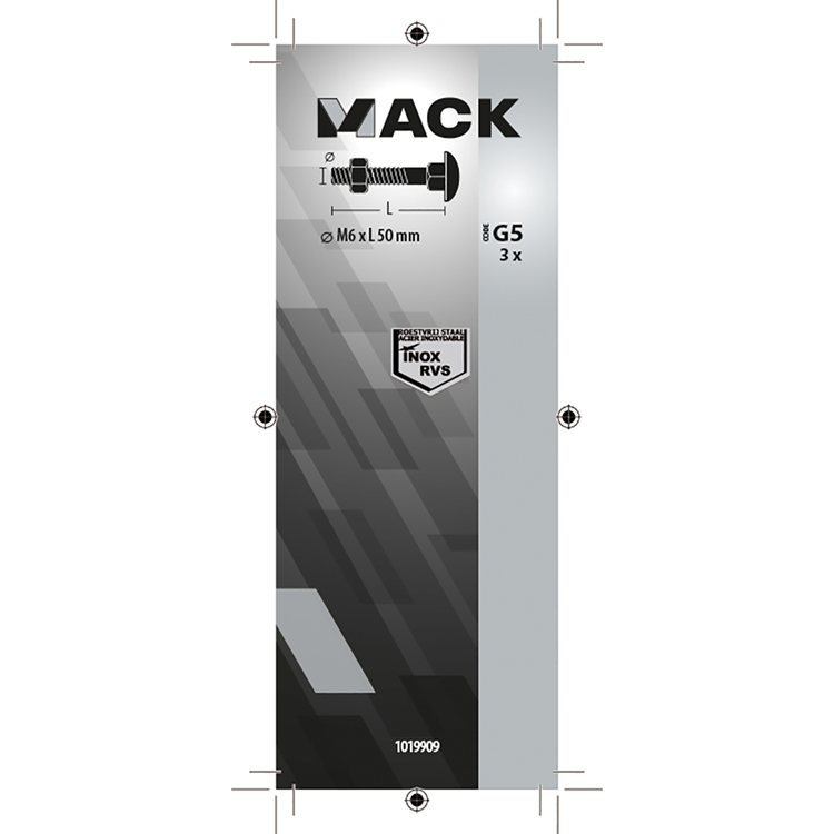 Mack 1019909 - Holzschraube + Mutter Edelstahl 3 Stück M6 x 50 mm | 10 Stück