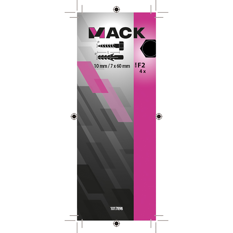 Mack 1017898 - Dübel + Holzgewindebolzen Polyeth 4 Stück 10 mm 7x60 mm | 5 Stück